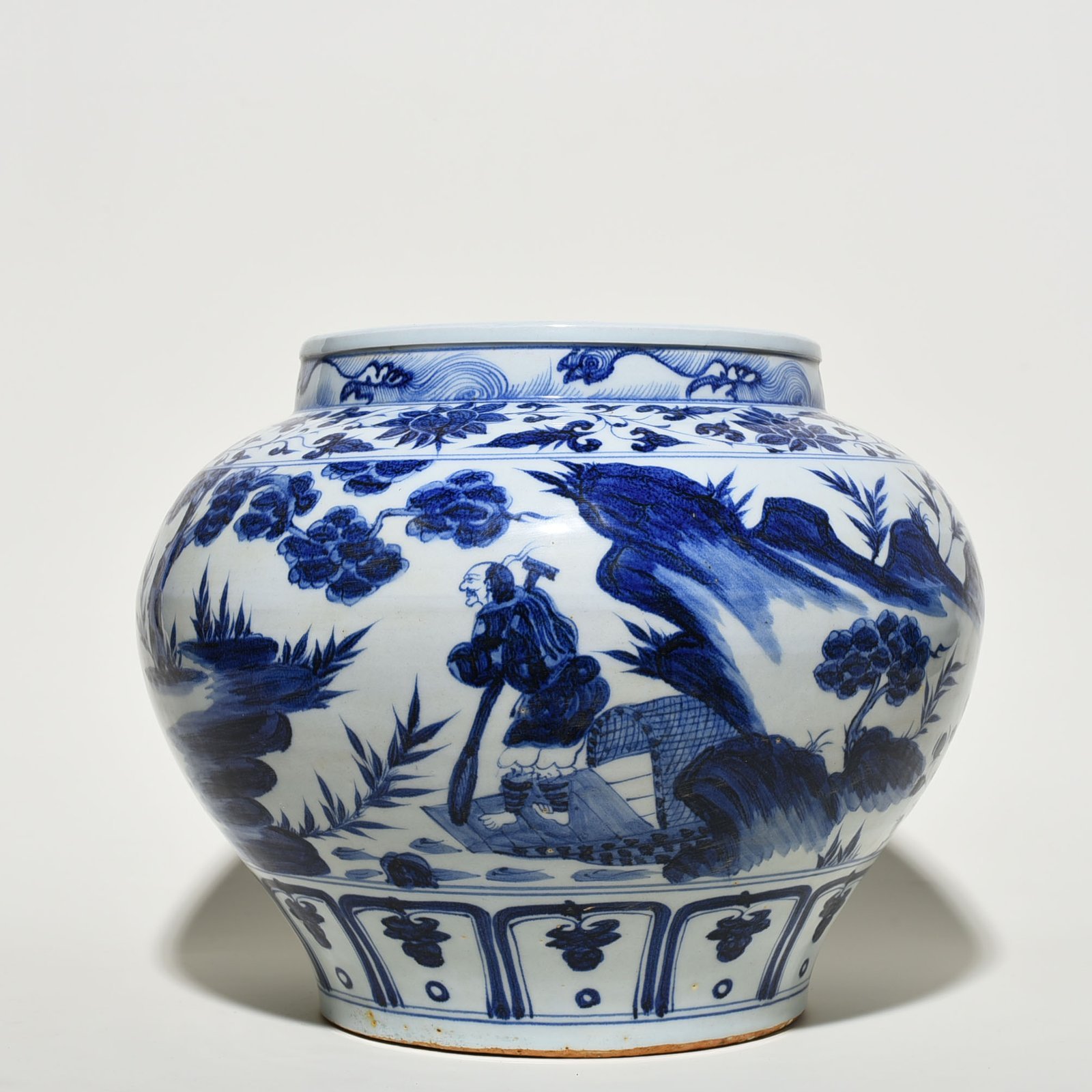 Yuan Dynasty blue and white under the moon story jar