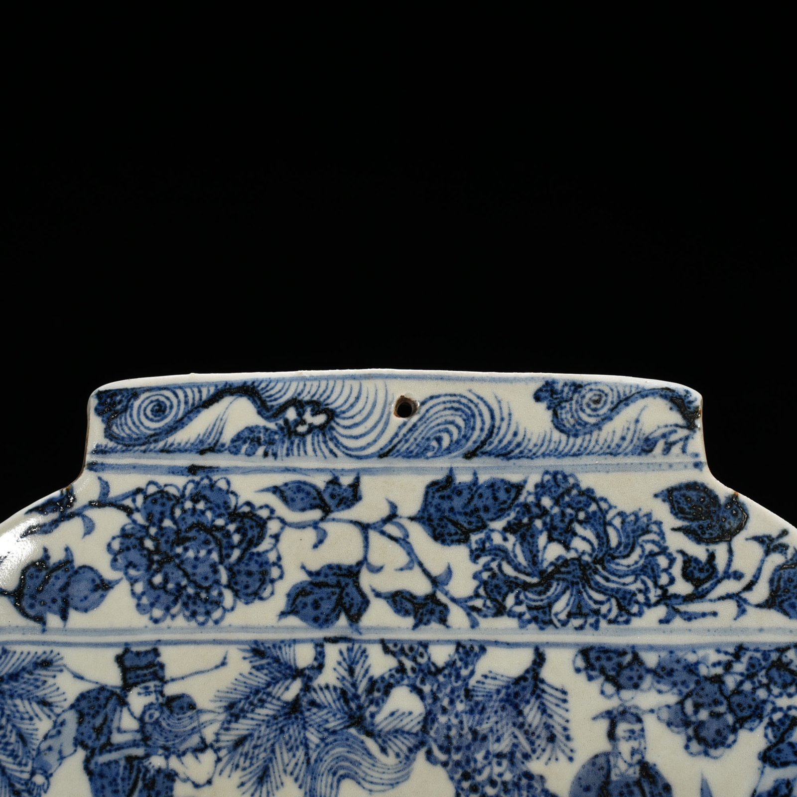 Yuan Dynasty blue and white under the moon story pattern pot-shaped