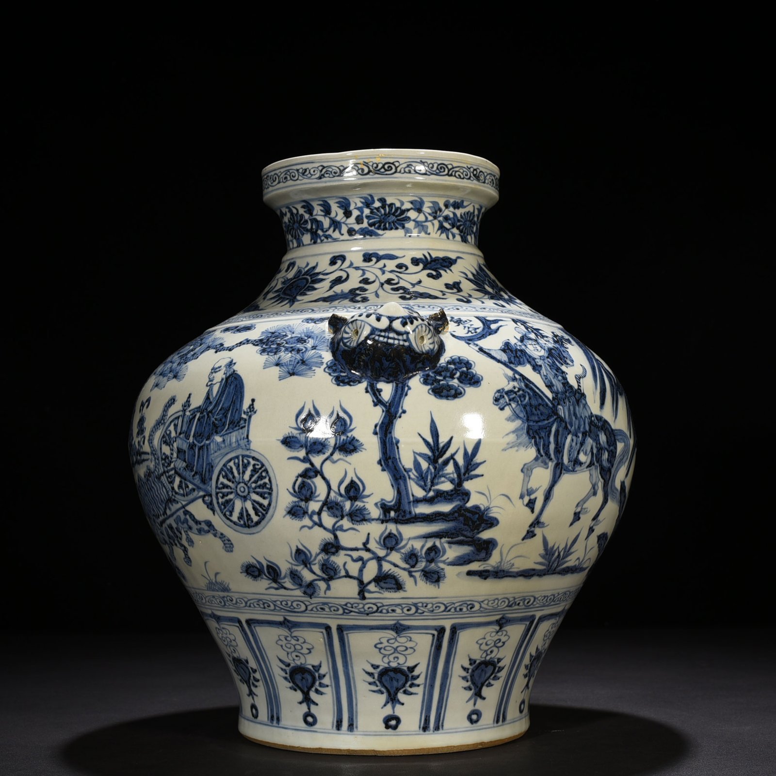 Yuan Dynasty blue and white animal ear jar