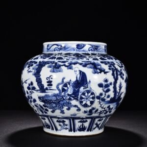 Yuan Dynasty blue and white figure jar