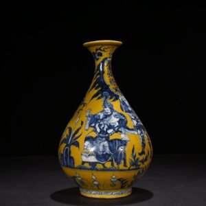 Yuan Dynasty blue and white yellow ground blue and white general vase