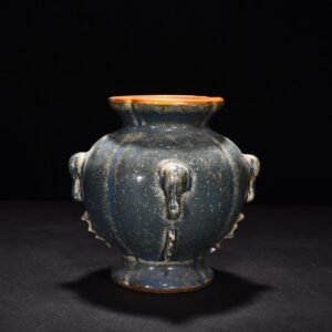Song Dynasty Longquan kiln blue glaze painted gold elephant ear statue