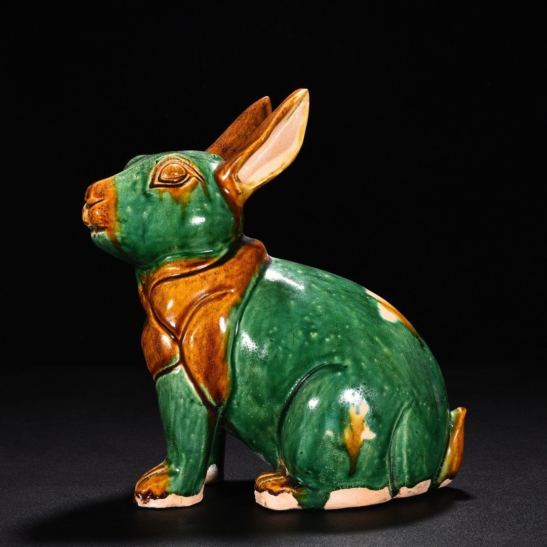 Tang Dynasty Sancai Green Glazed Jade Rabbit