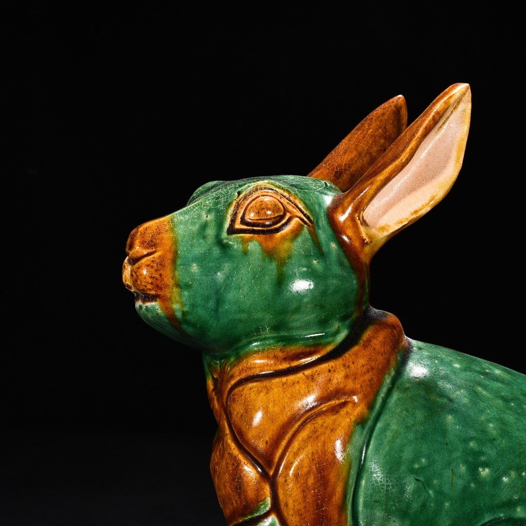 Tang Dynasty Sancai Green Glazed Jade Rabbit