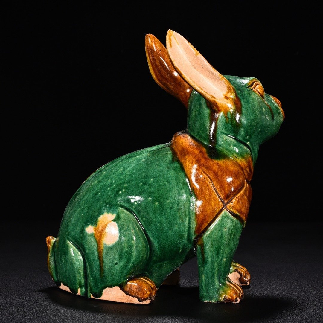 Tang Dynasty Sancai Green Glazed Jade Rabbit
