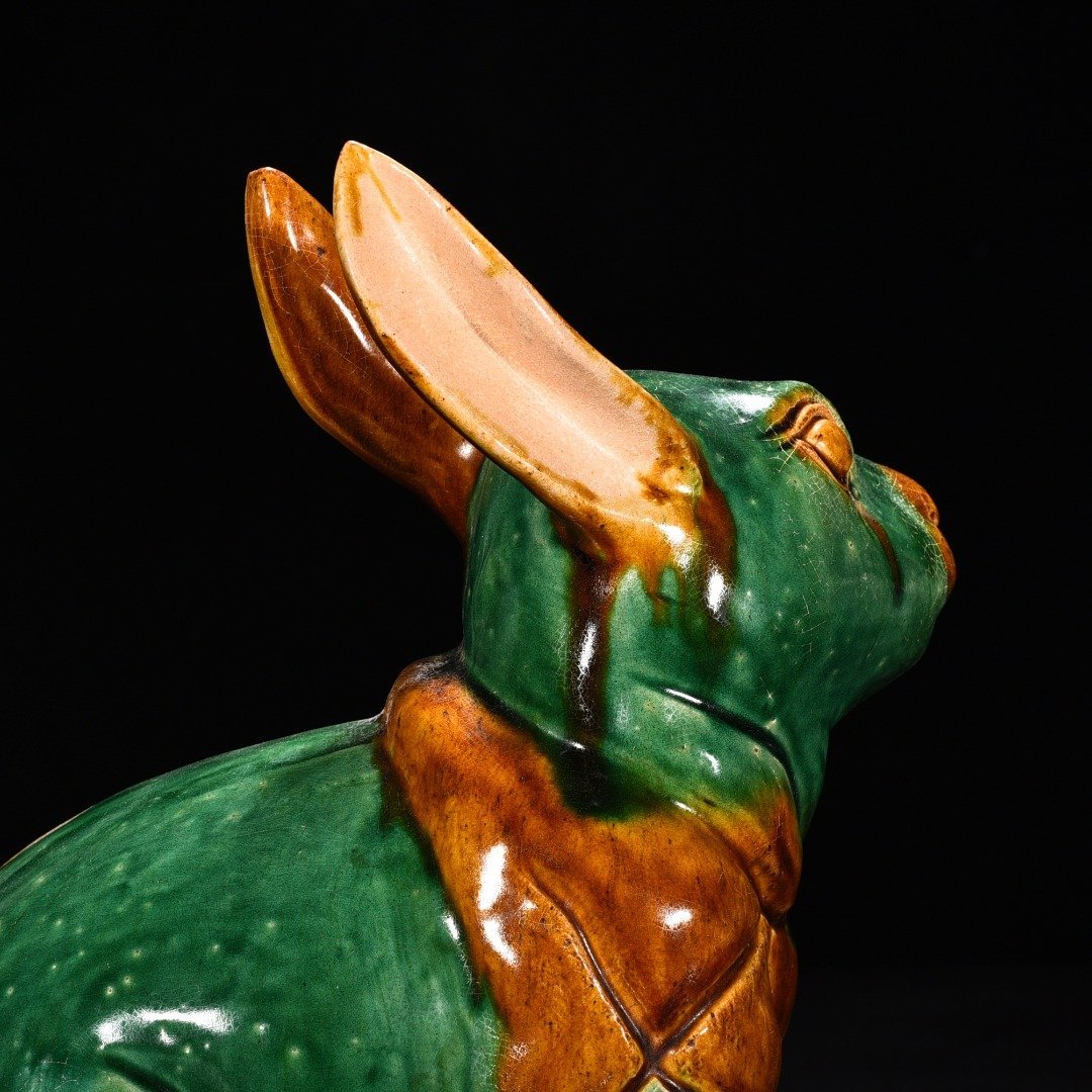 Tang Dynasty Sancai Green Glazed Jade Rabbit