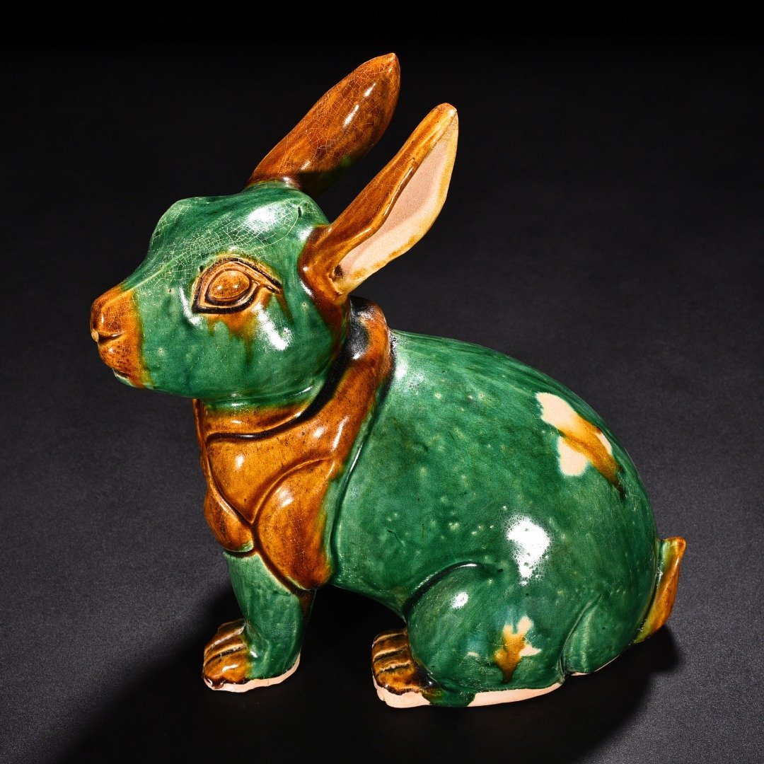 Tang Dynasty Sancai Green Glazed Jade Rabbit