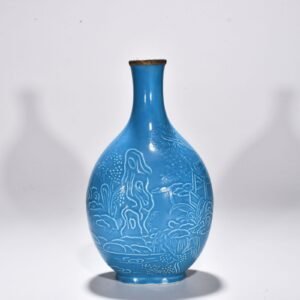 Song Dynasty blue-glazed Ding kiln landscape pattern vase