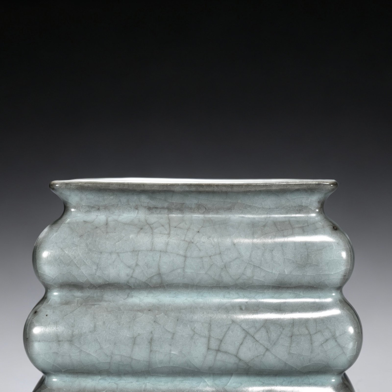 Song Dynasty official kiln celadon three-piece square teapot