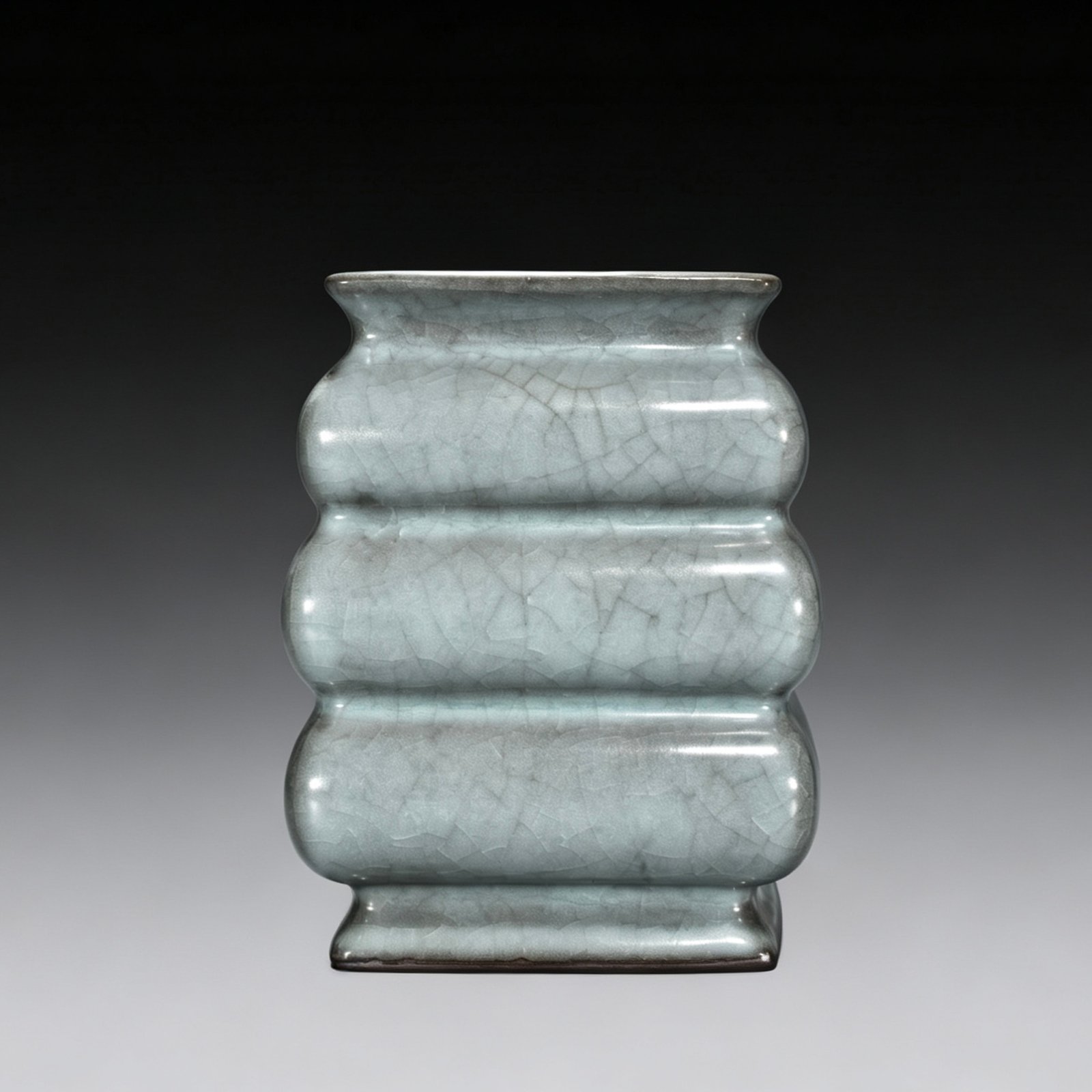 Song Dynasty official kiln celadon three-piece square teapot