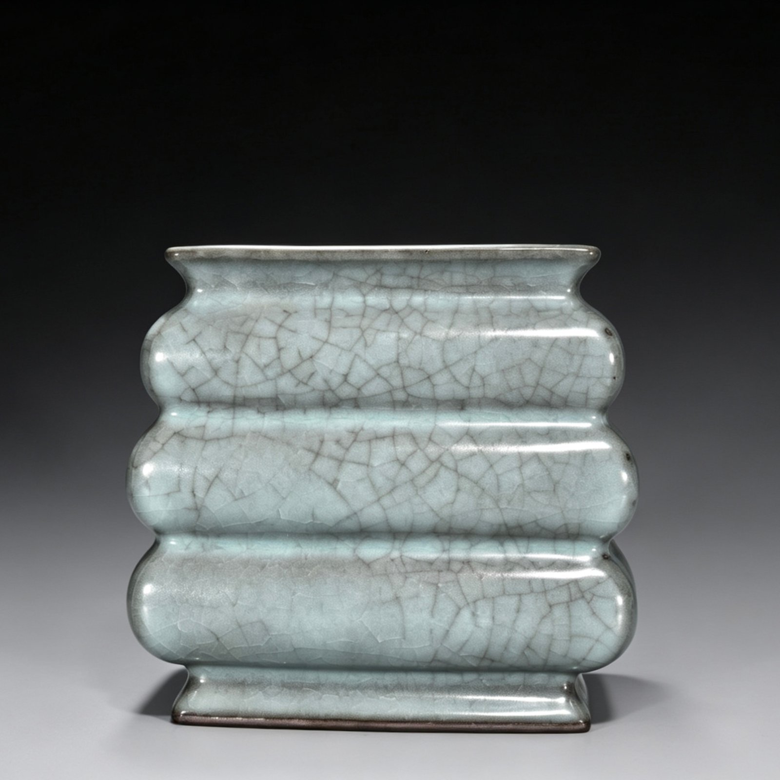 Song Dynasty official kiln celadon three-piece square teapot