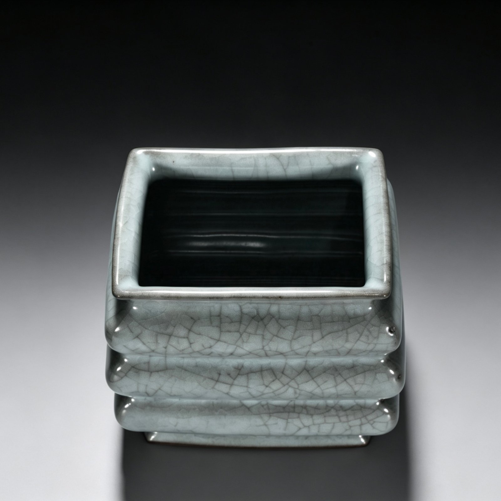 Song Dynasty official kiln celadon three-piece square teapot