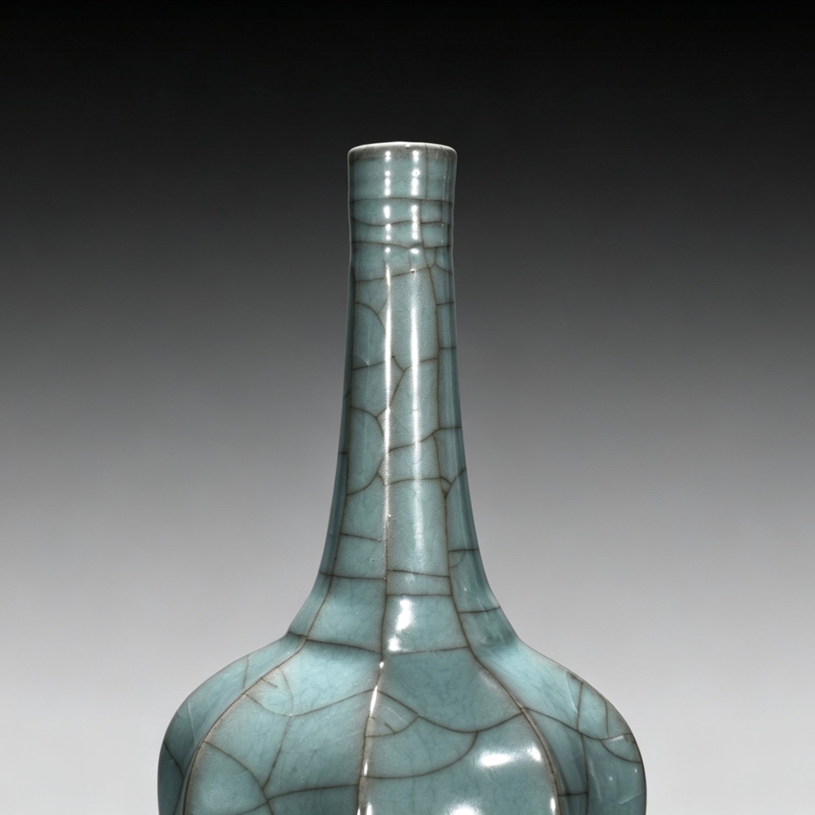 Song Dynasty official kiln celadon scraped edge vase