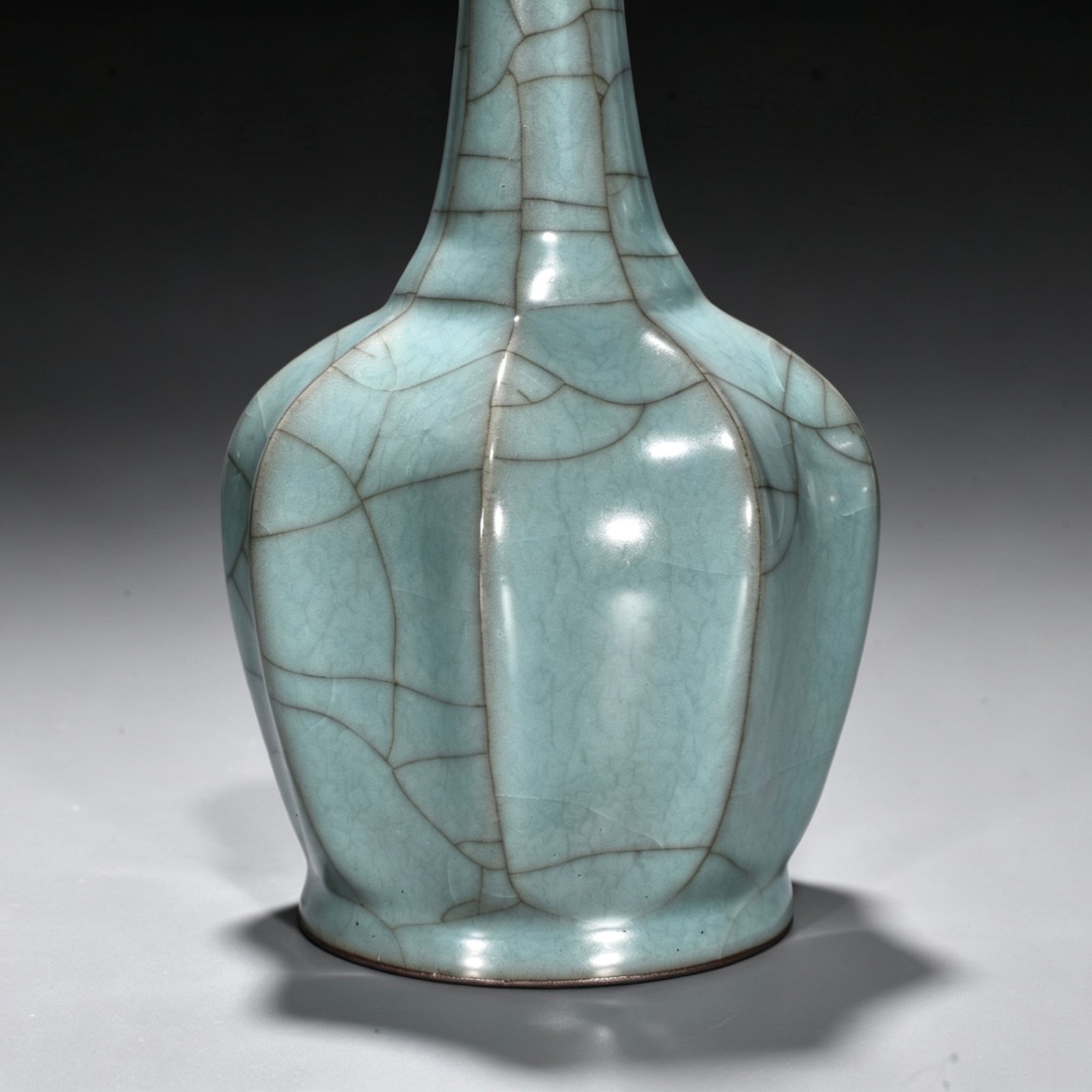 Song Dynasty official kiln celadon scraped edge vase