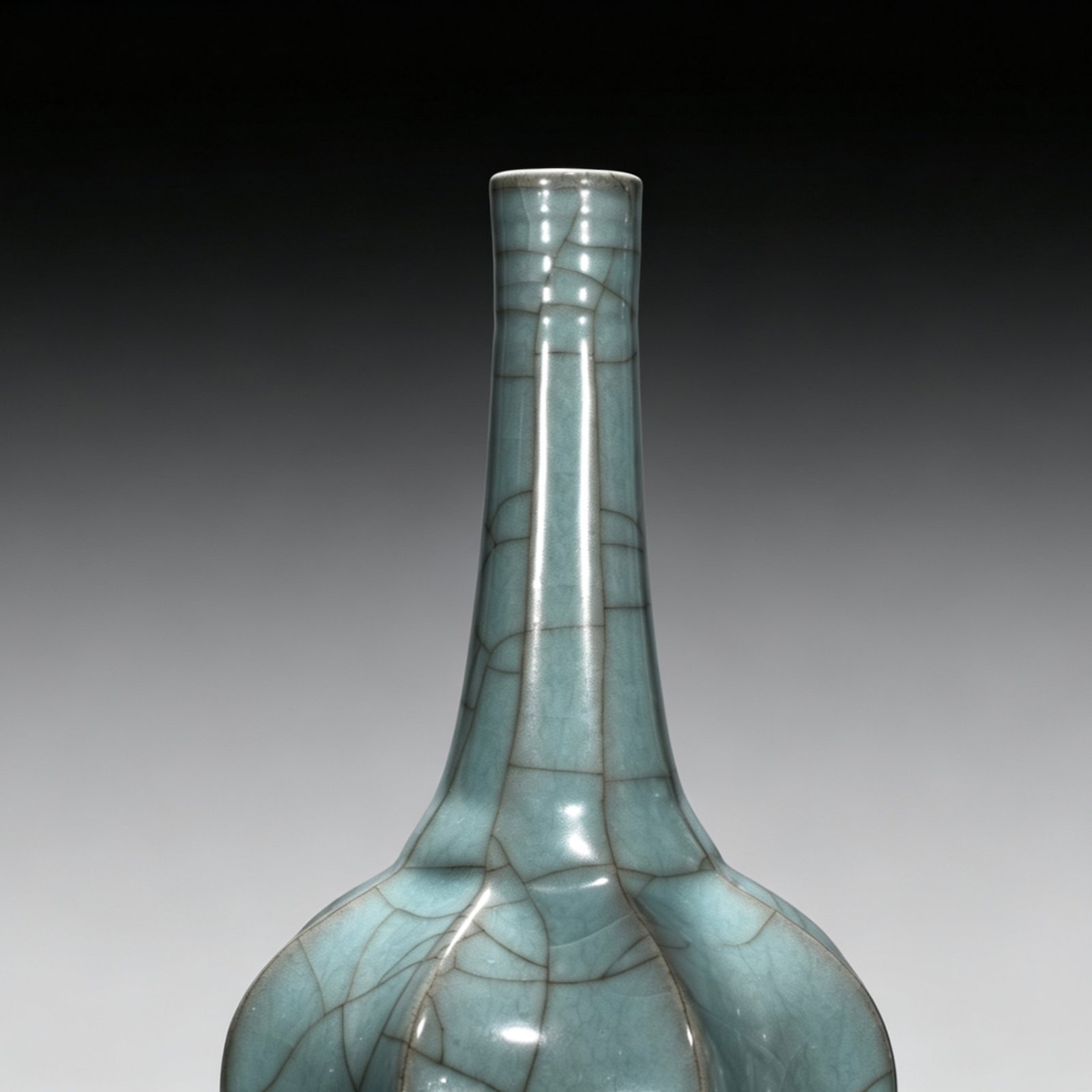 Song Dynasty official kiln celadon scraped edge vase
