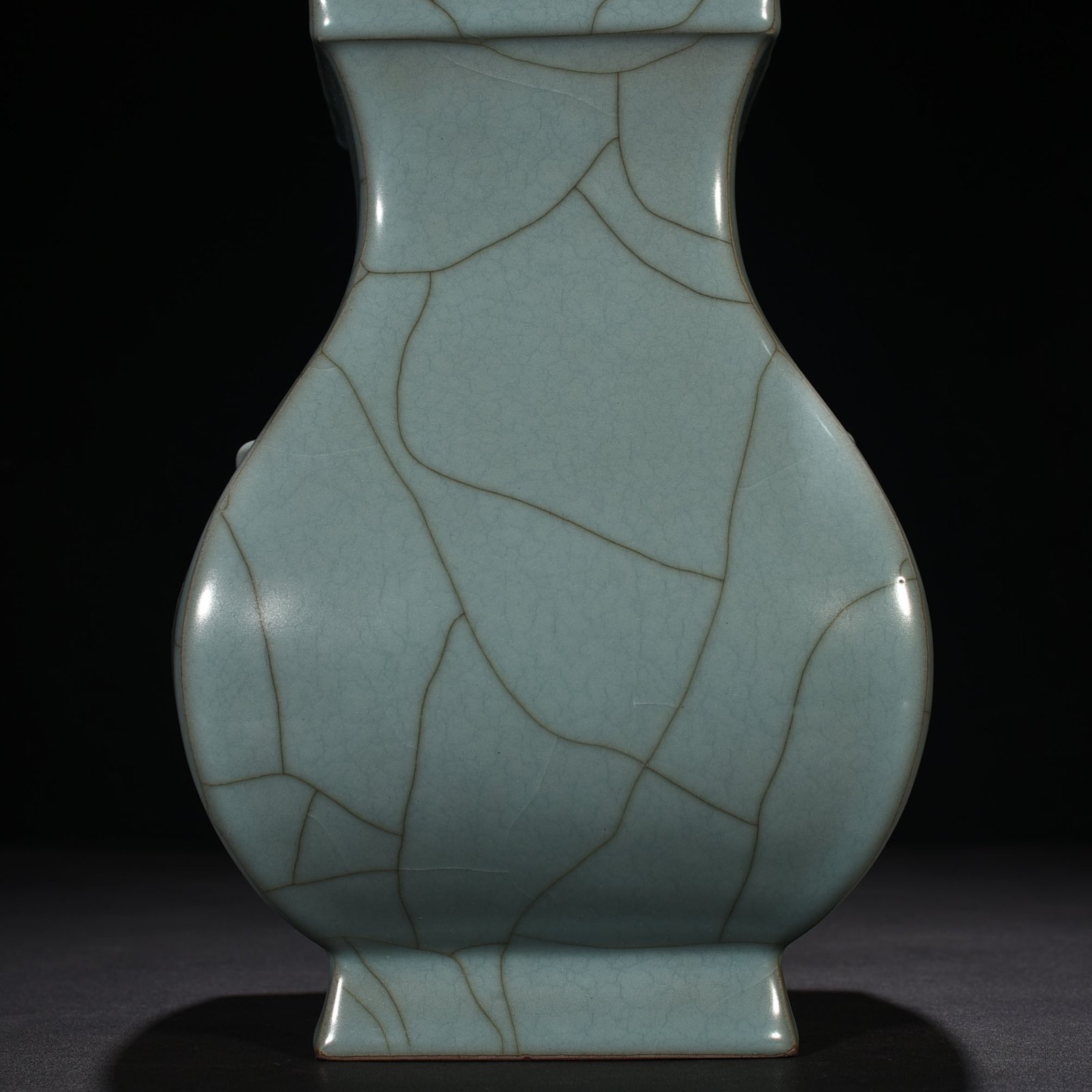 Song Dynasty official kiln celadon animal ear square statue
