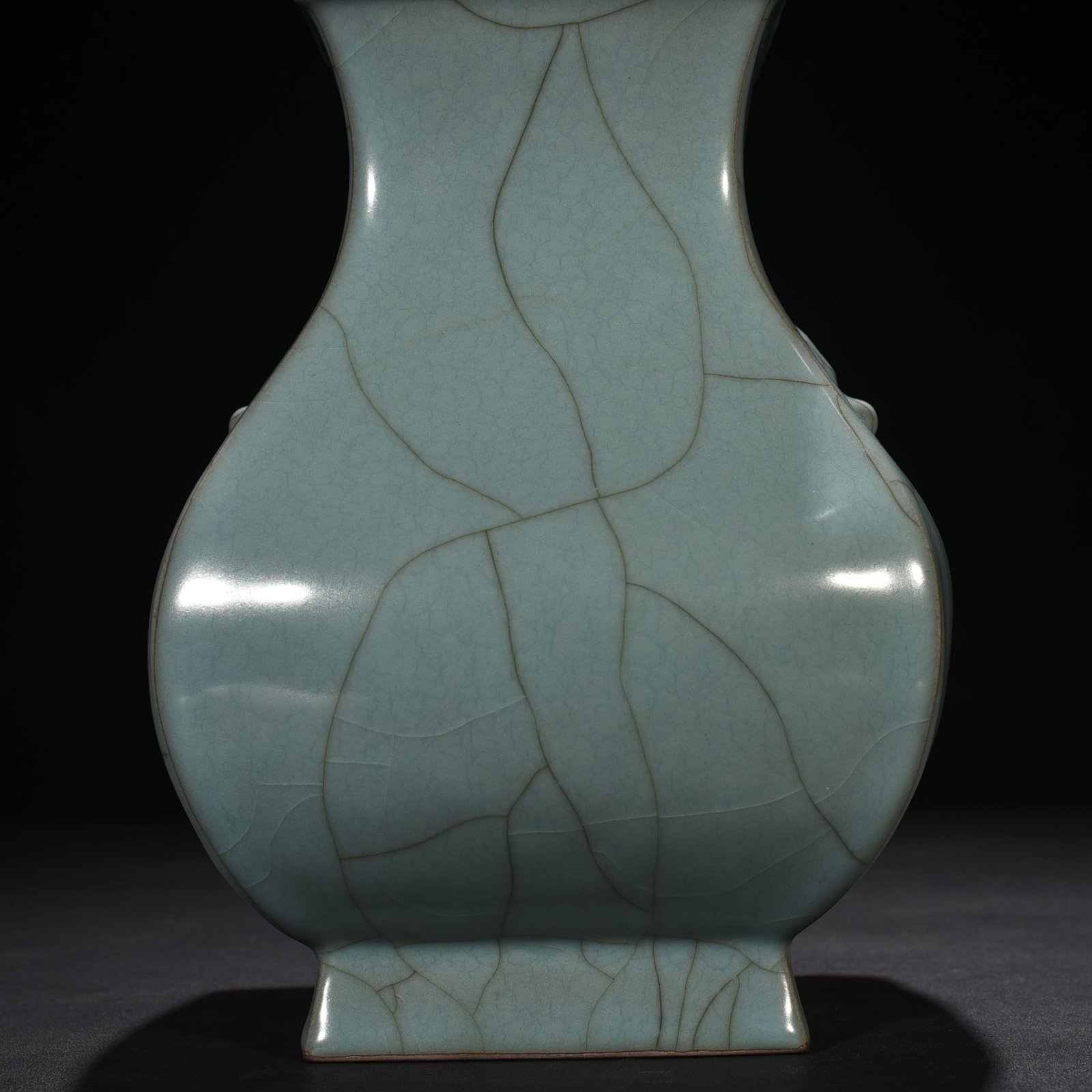Song Dynasty official kiln celadon animal ear square statue
