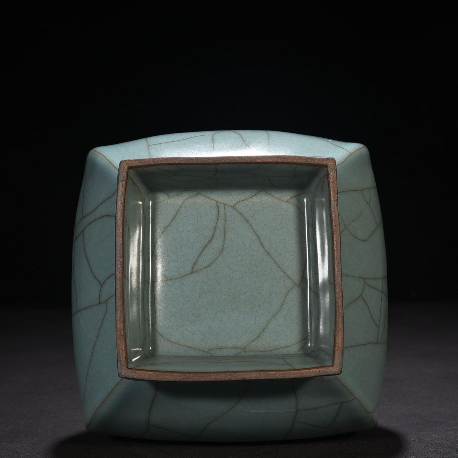 Song Dynasty official kiln celadon animal ear square statue