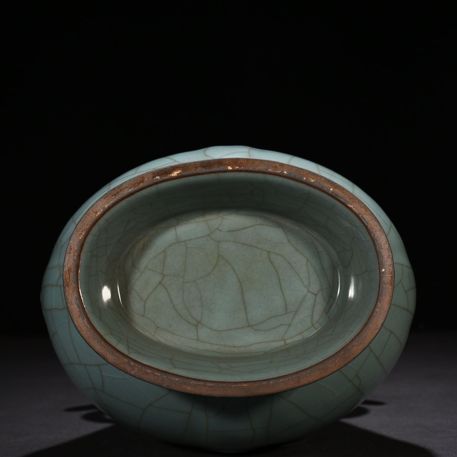 Song Dynasty official kiln green glaze sheep ear statue