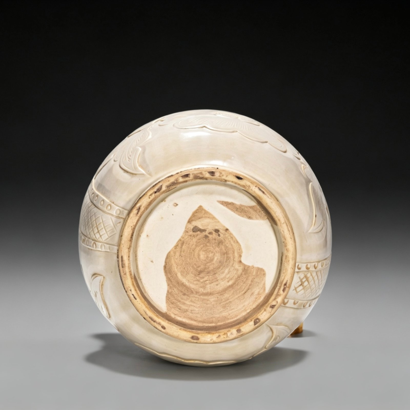 Song Dynasty Ding kiln white porcelain pot set with peony flower pattern
