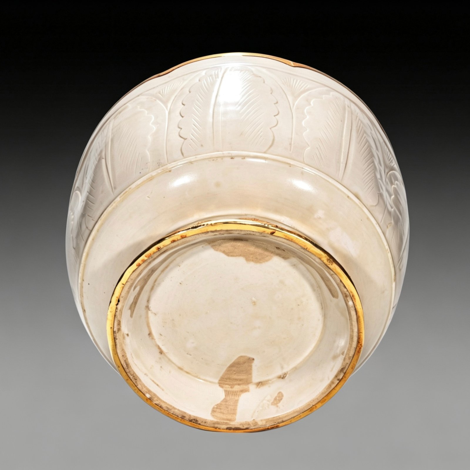Song Dynasty Ding kiln white porcelain pot set with banana leaf pattern
