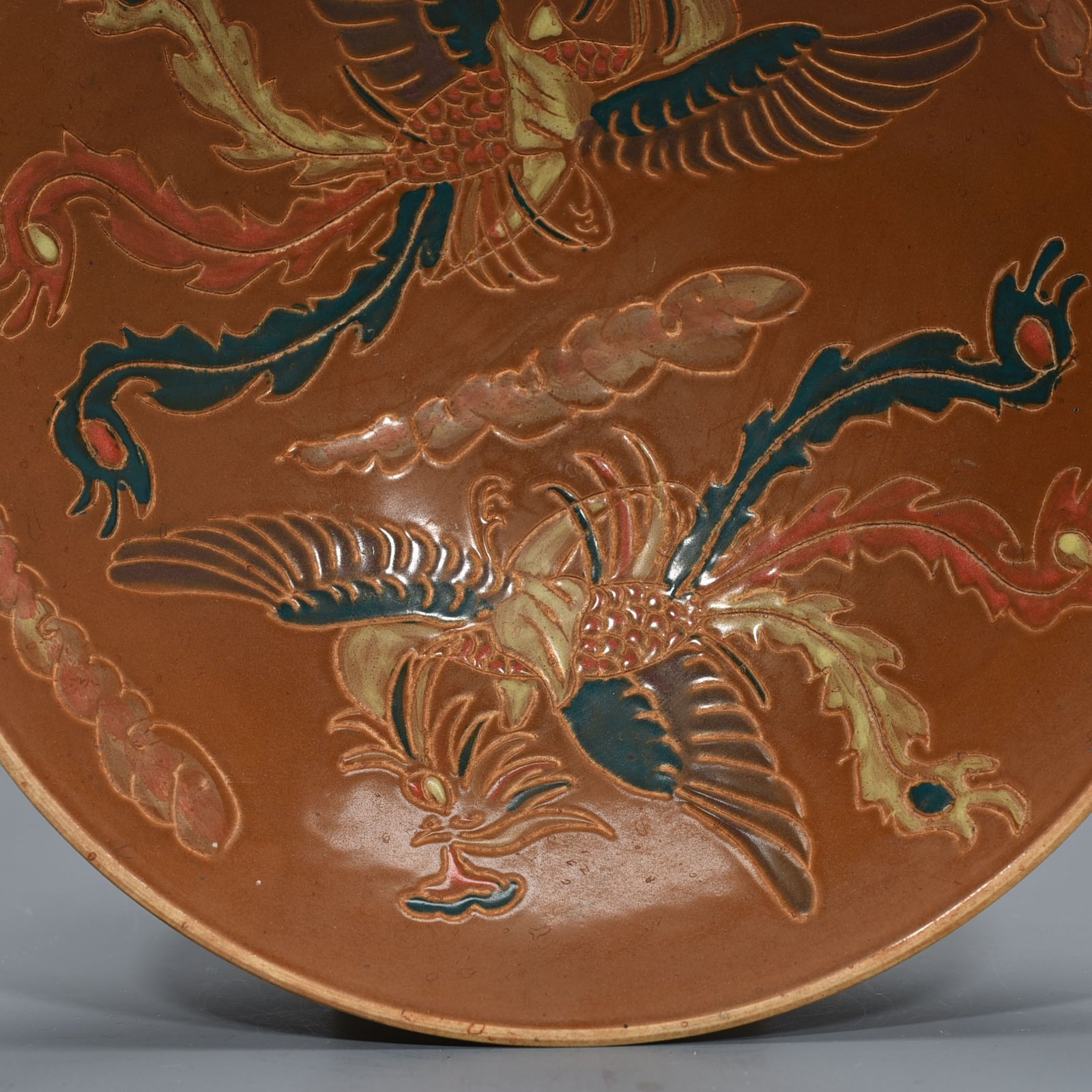 Song Dynasty Ding kiln purple Ding phoenix pattern bowl