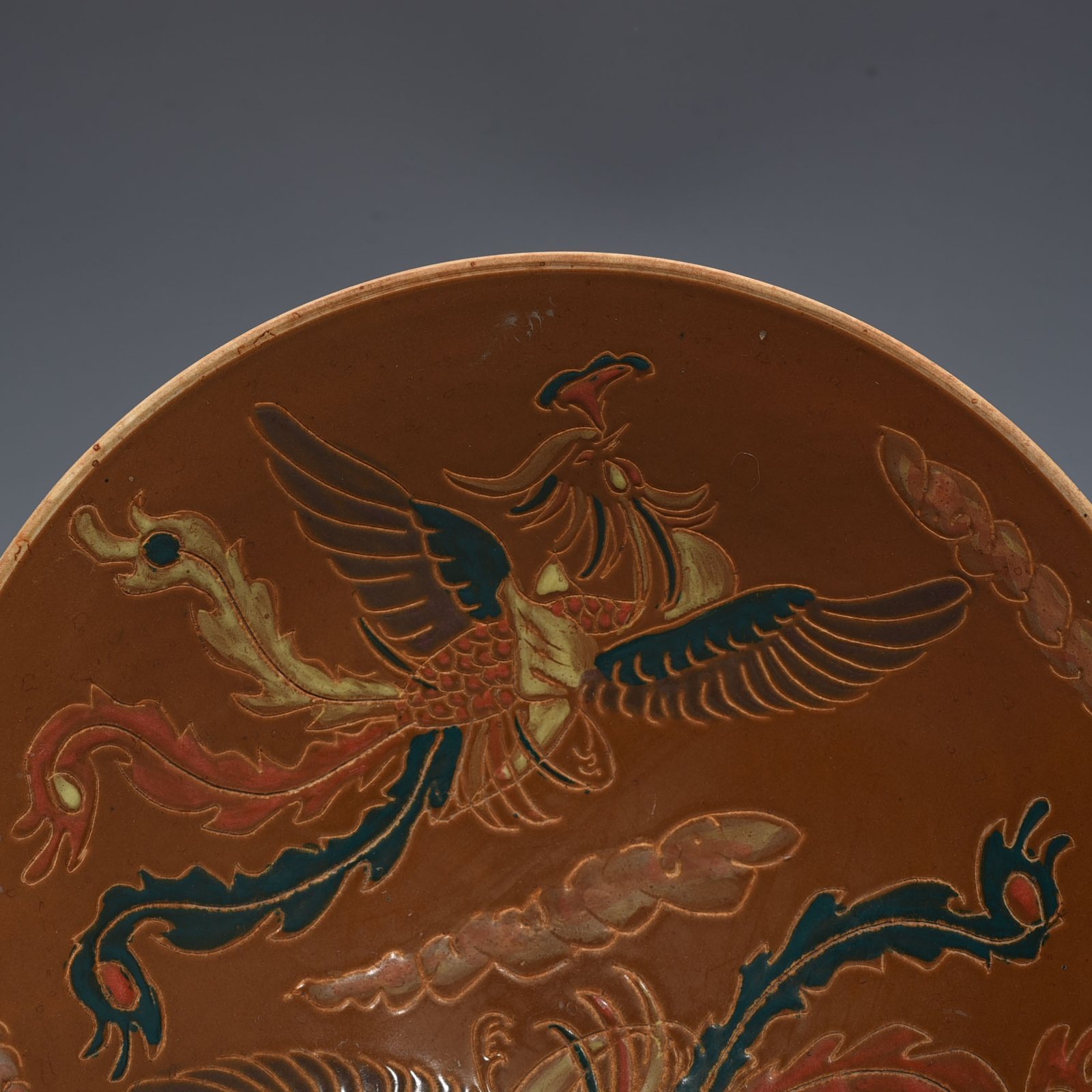Song Dynasty Ding kiln purple Ding phoenix pattern bowl