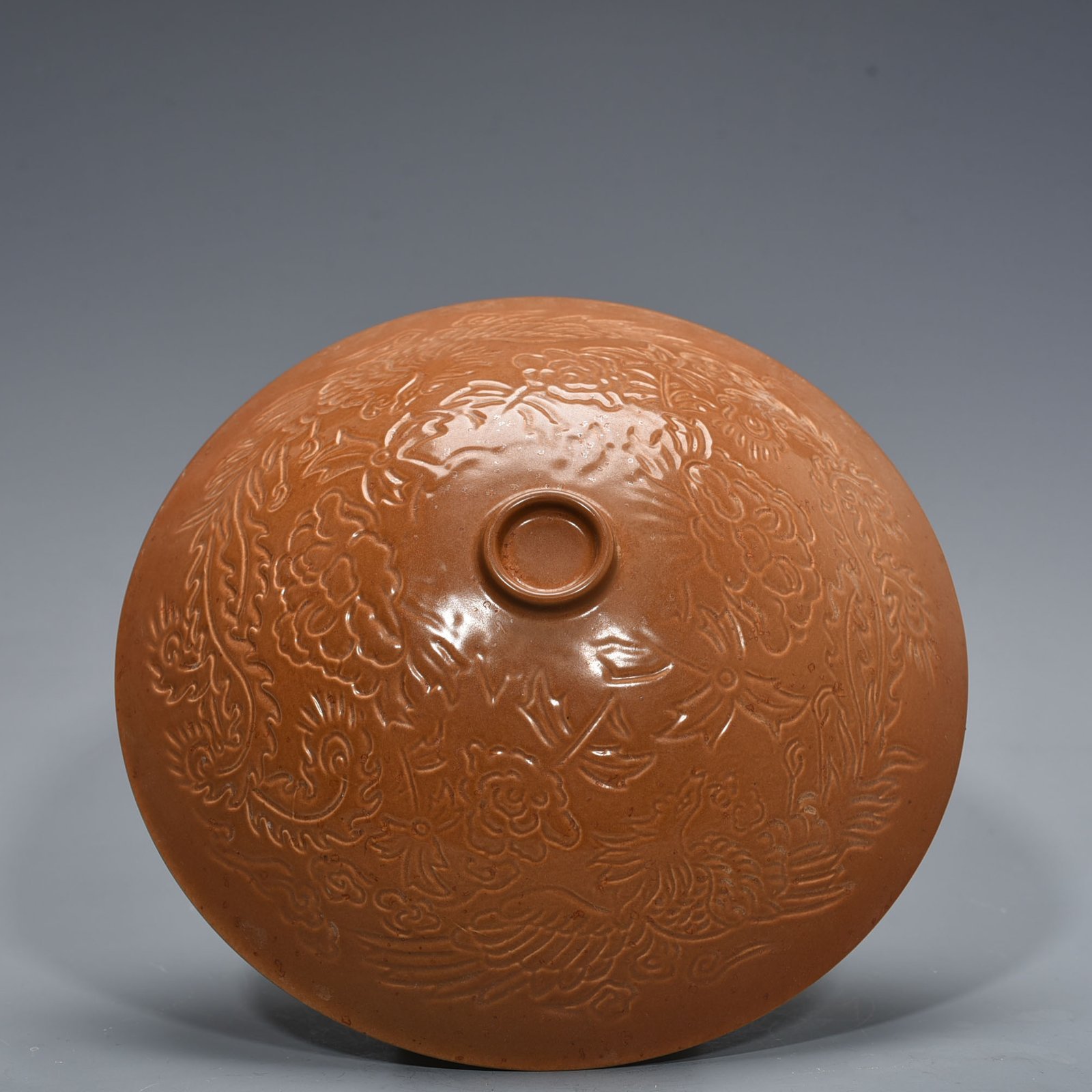 Song Dynasty Ding kiln purple Ding phoenix pattern bowl