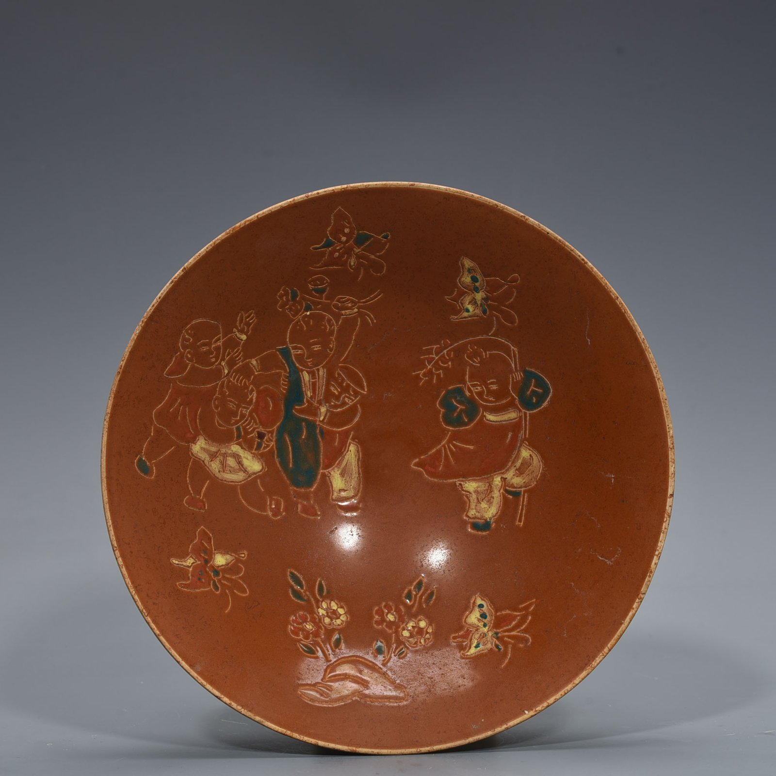 Song Dynasty Ding Kiln Purple Dingying Infant Playing Bowl