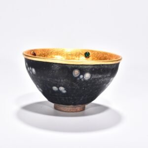 Song Dynasty Jianyao Tianmu lamp engraved gilt and inlaid with gems