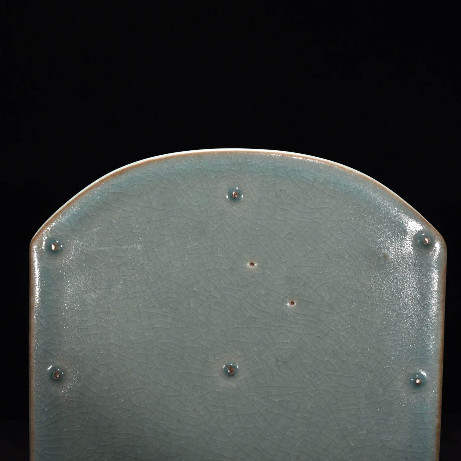 Song Dynasty Ru Kiln Double Dragon Playing with Pearls Reward Inscription Plaque