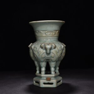 Song Dynasty Ru Kiln A sky-green glazed three-goat statue