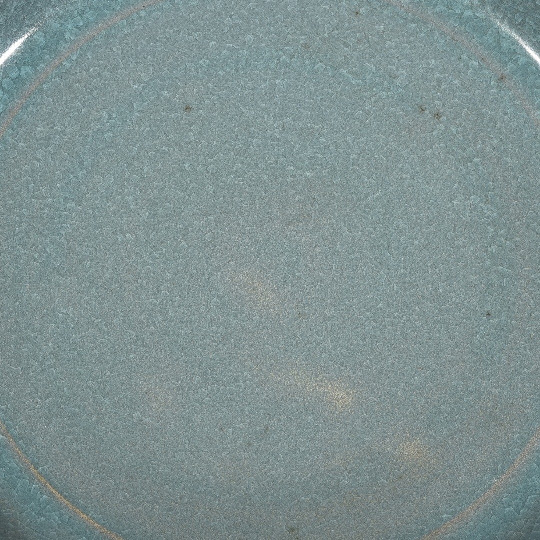 Song Dynasty Ru kiln azure glaze ice crackled sunflower mouth plate