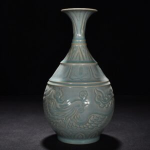 Song Dynasty Ru Kiln azure glaze jade pot spring vase with phoenix
