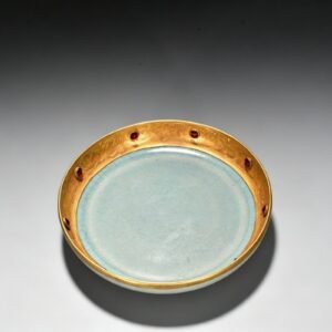 Song Dynasty Ru kilnazure glaze round wash chisel and inlaid gems