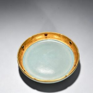 Song Dynasty Ru kilnazure glazed sunflower mouth wash chisel inlaid with gems