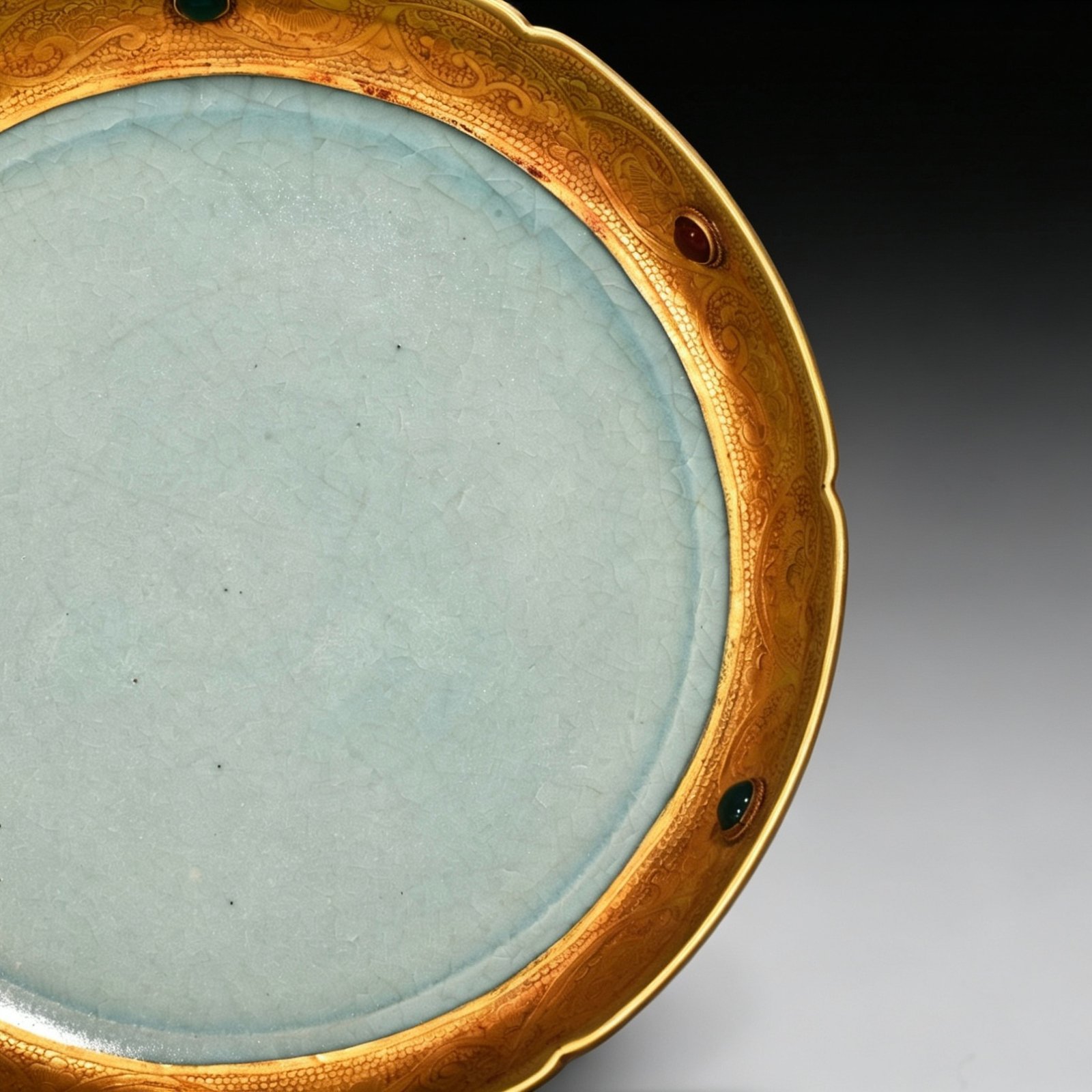 Song Dynasty Ru kiln azure glazed sunflower mouth wash
