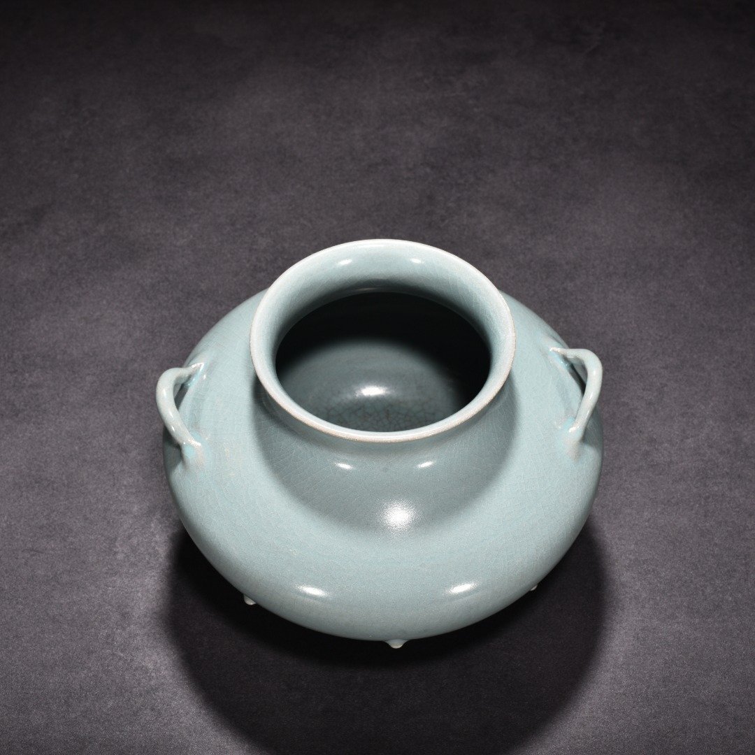 Song Dynasty A sky-green glazed fish basket statue from the Ru Kiln