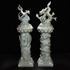 Song Dynasty Ru Kiln azure glaze dragon and phoenix pattern incense burner