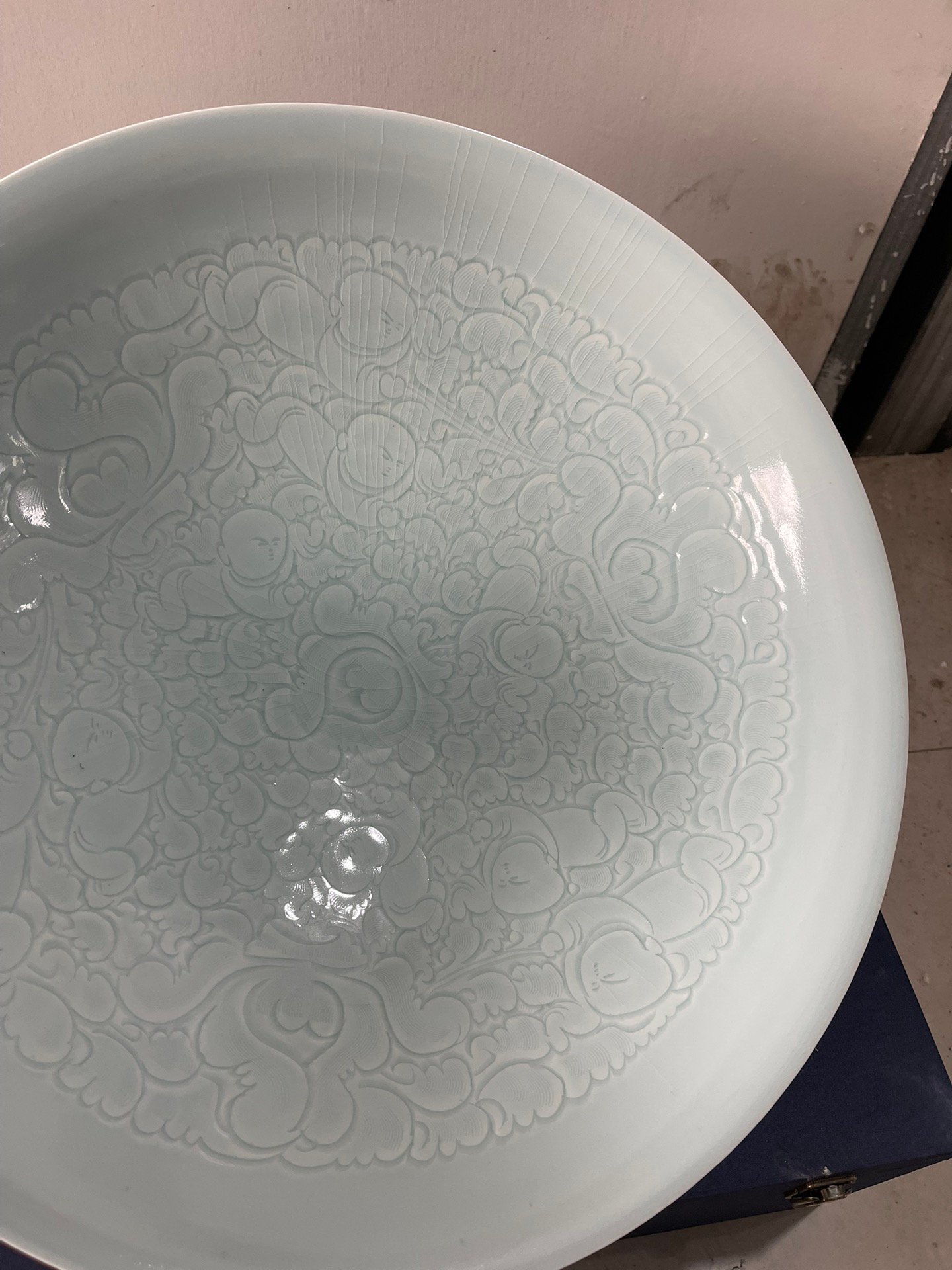 Song Dynasty Hutian kiln shadow celadon-glazed bamboo hat large bowl