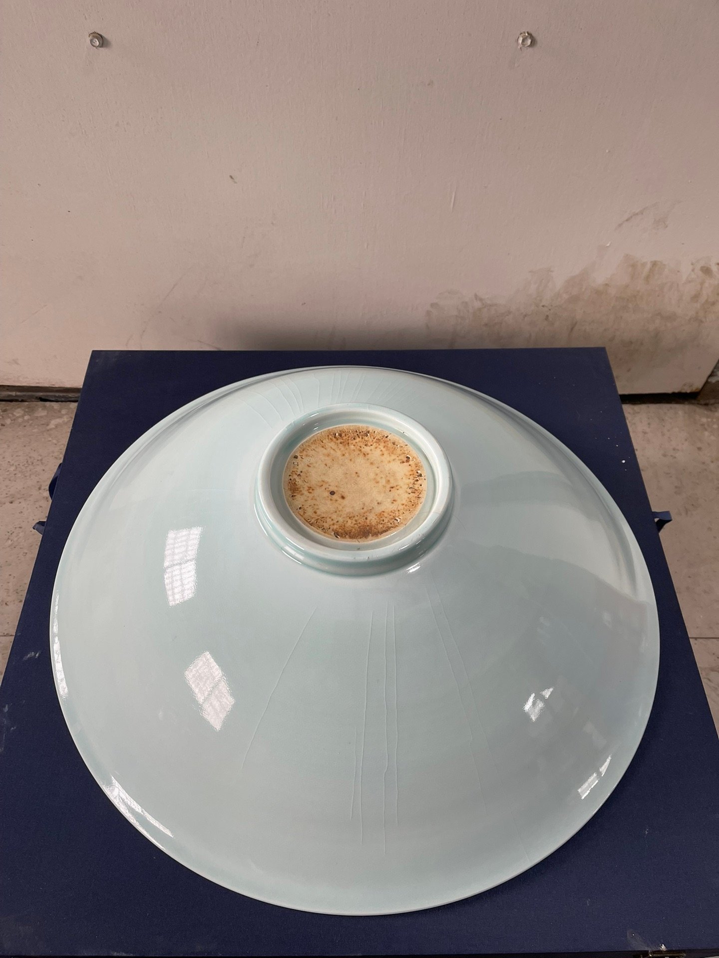 Song Dynasty Hutian kiln shadow celadon-glazed bamboo hat large bowl