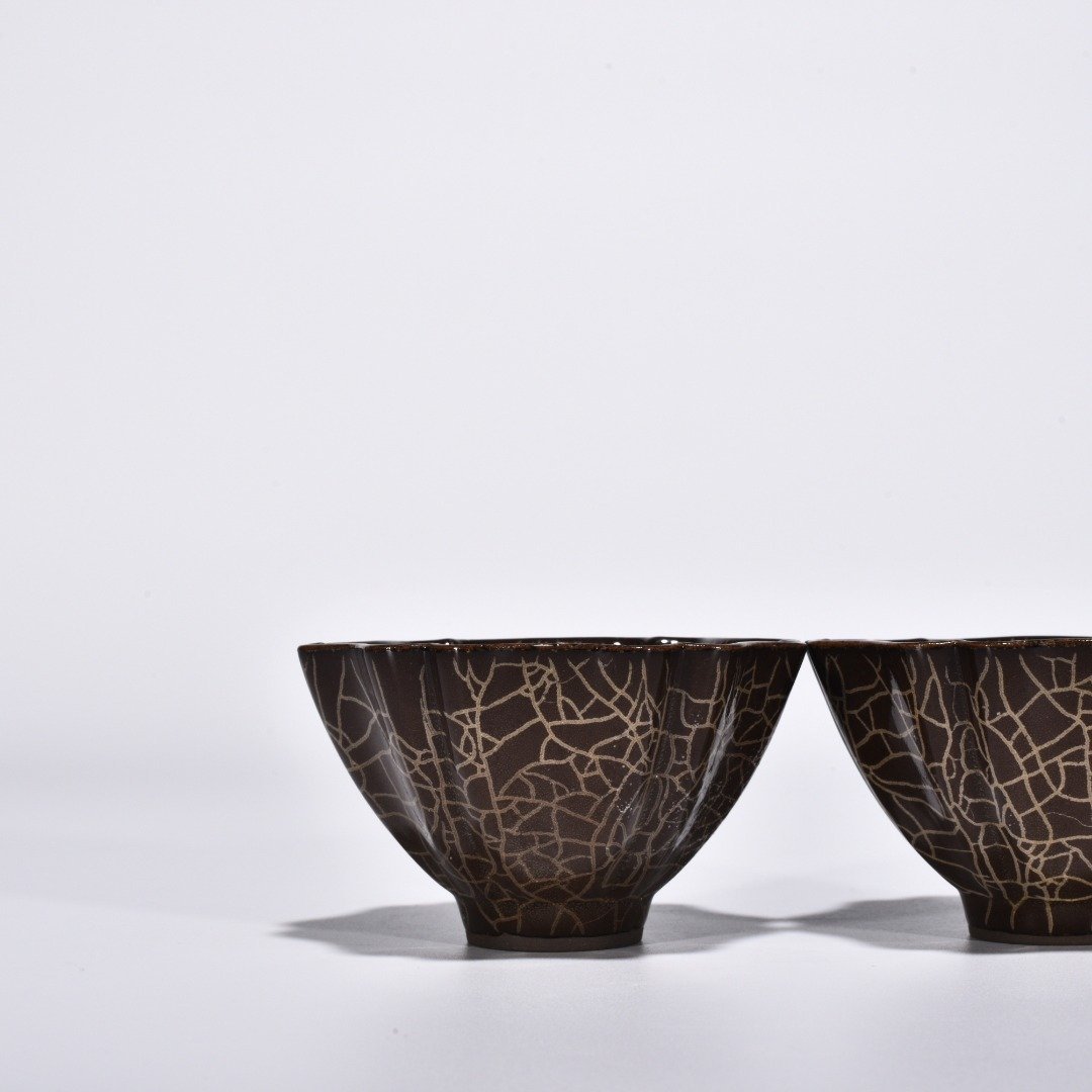 Song Dynasty Six-square cup with scraped edges  Xikou official kiln