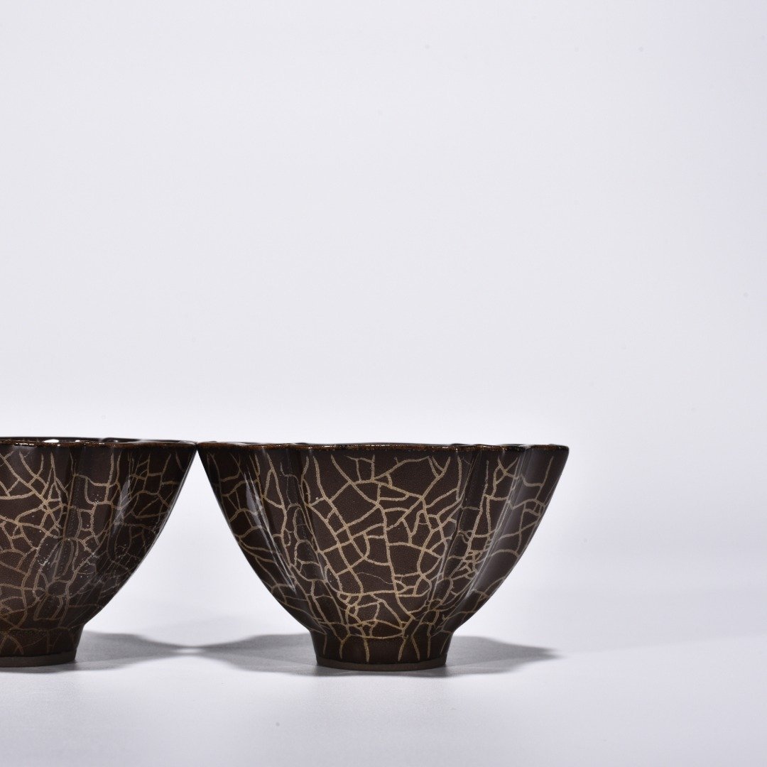 Song Dynasty Six-square cup with scraped edges  Xikou official kiln