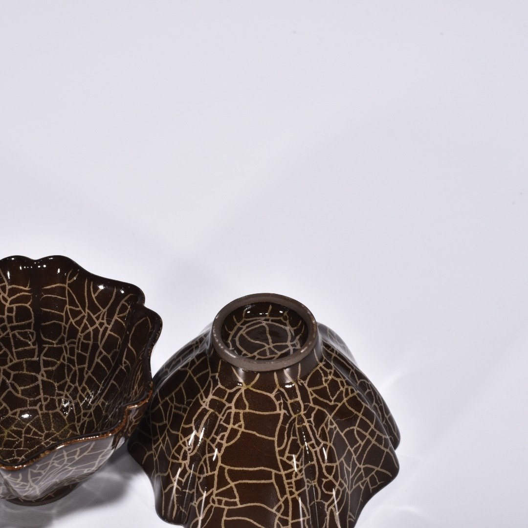 Song Dynasty Six-square cup with scraped edges  Xikou official kiln