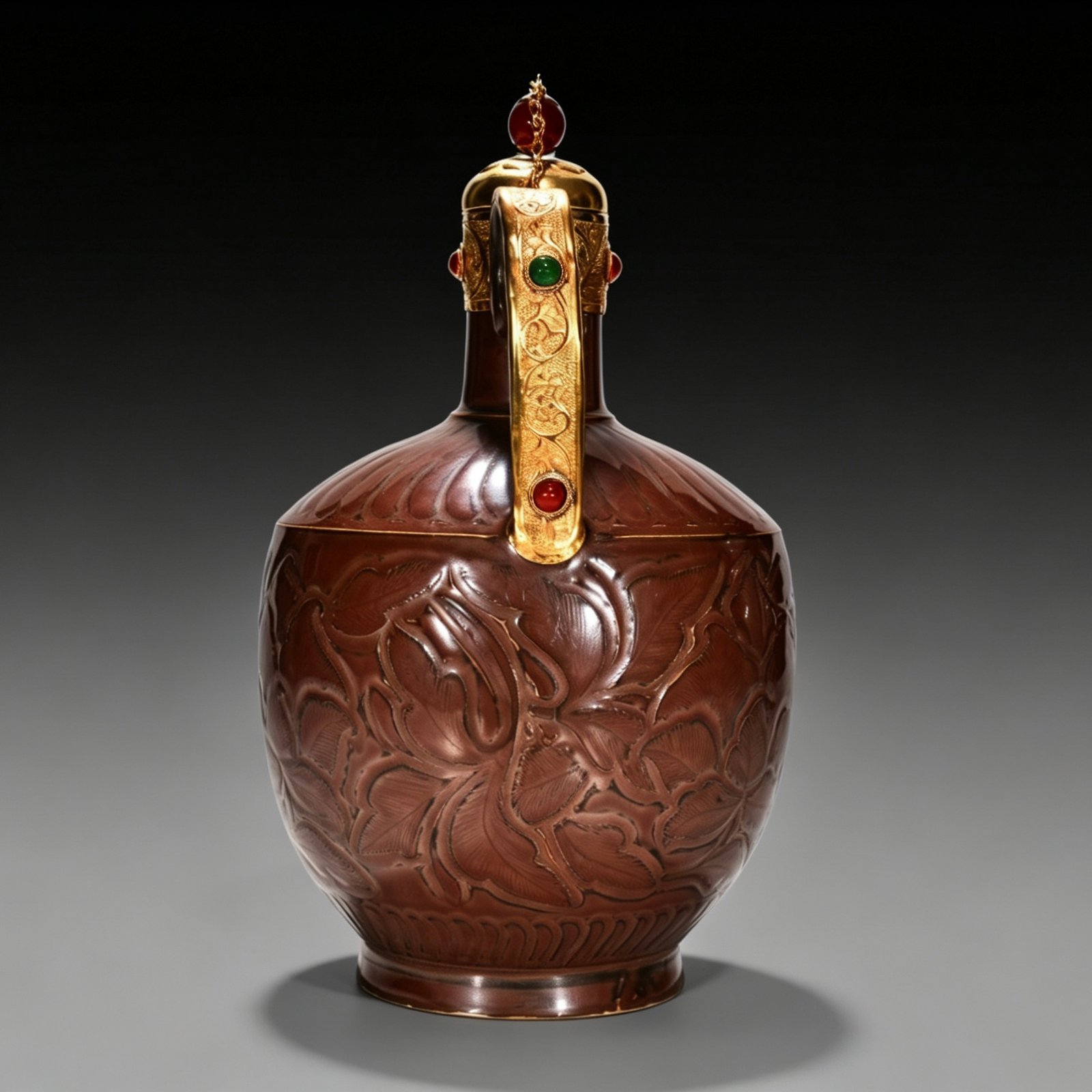 Song Dynasty Ziding engraved banana leaf and flower pattern set of pots