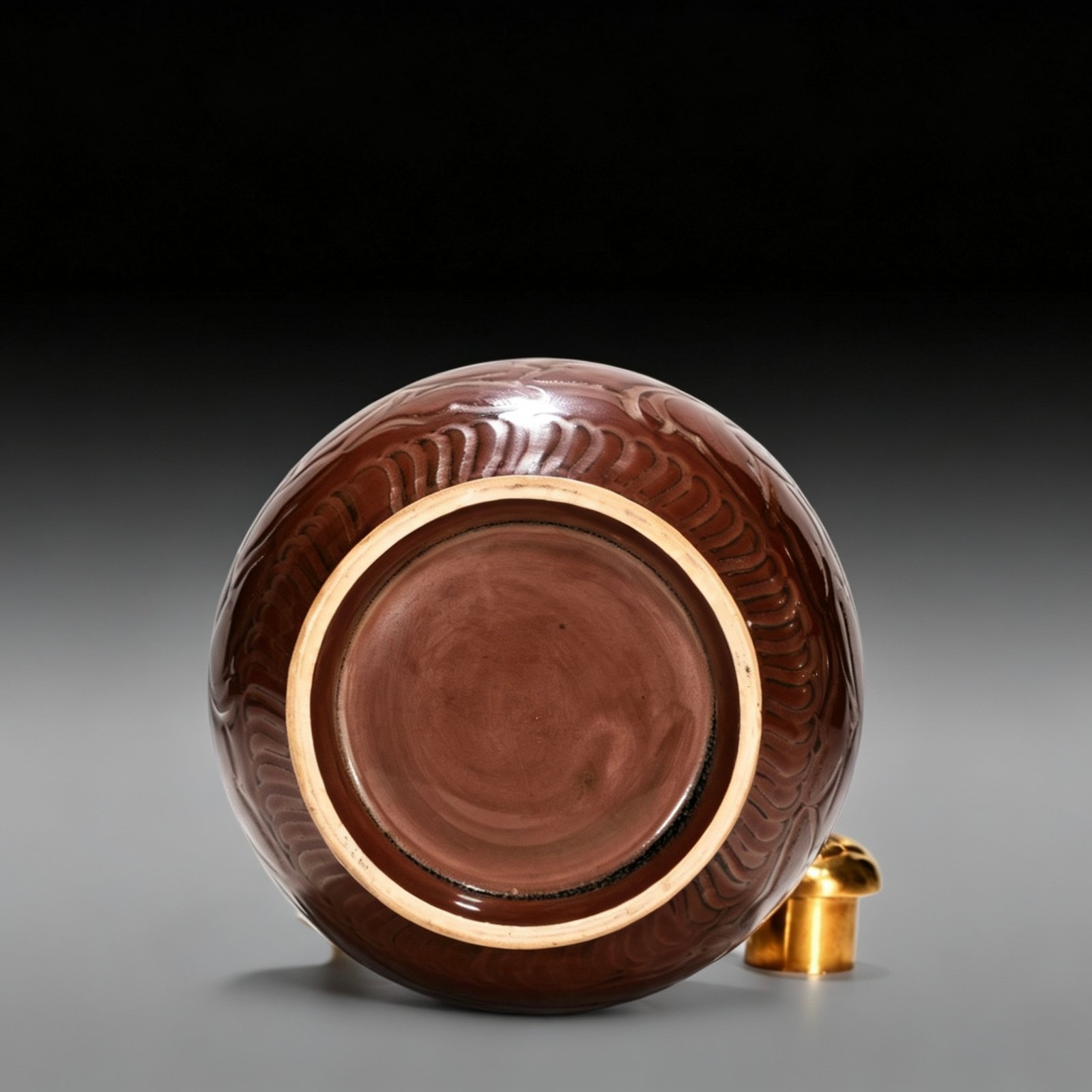 Song Dynasty Ziding engraved banana leaf and flower pattern set of pots