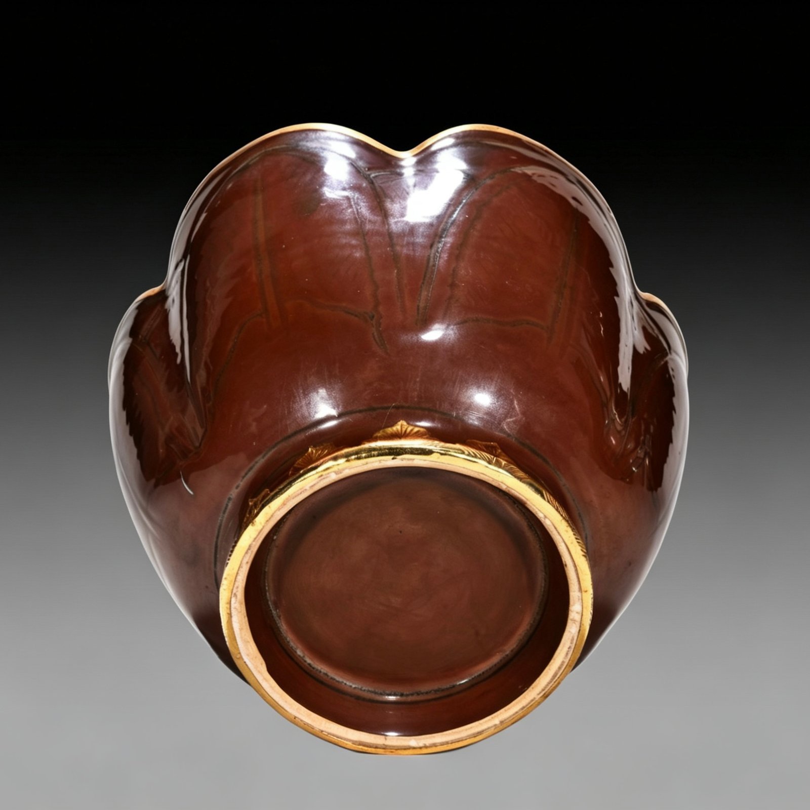 Song Dynasty Ziding banana leaf flower pattern chiseled gilt inlaid gem-set pot