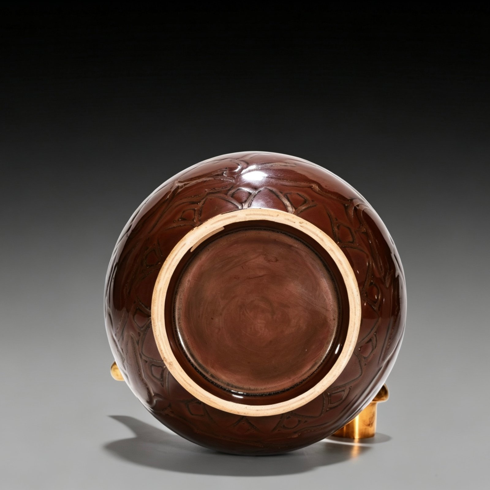 Song Dynasty Ziding banana leaf flower pattern chiseled gilt inlaid gem-set pot