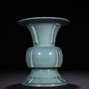 Song Dynasty Jun kiln azure glaze halberd statue with earthworm mud pattern