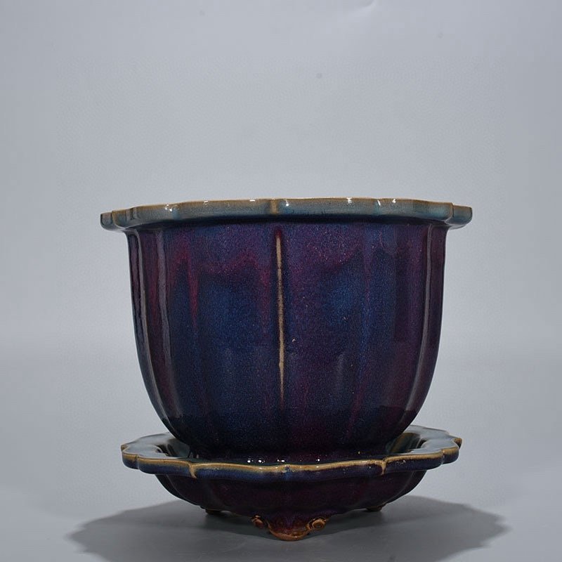 Song Dynasty Jun kiln Fenghua model rose purple glaze sunflower mouth flowerpot